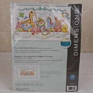 Dimensions Toy Shelf Birth Record Counted Cross Stitch Kit NWT